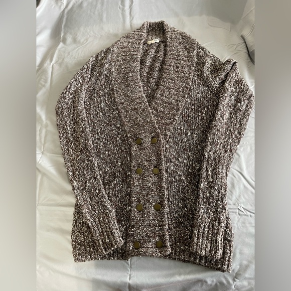 LA made Sweaters - LA made Wool Blend Women’s Brown and White Button Up Cardigan Size Medium